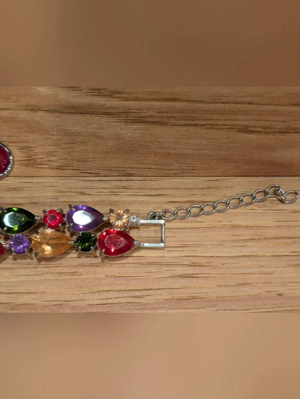 Multi Colored Crystal Teardrop Bracelet — With Matched Earrings